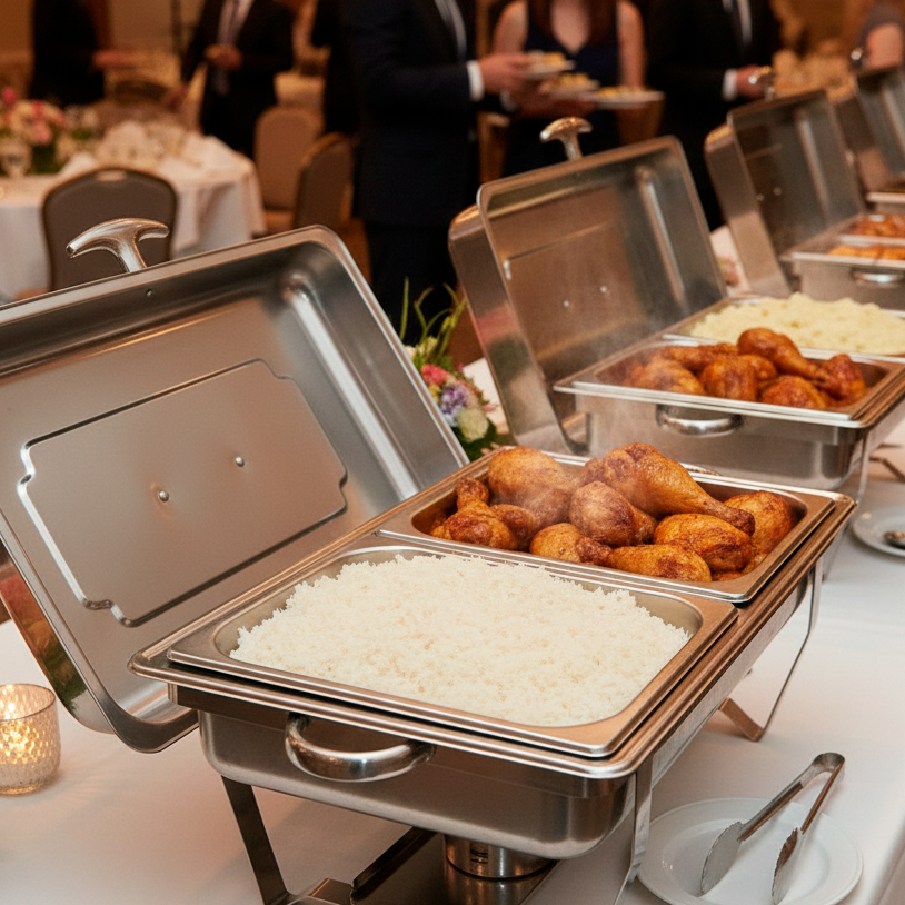 Rechaud Profissional Inox 12L com 1, 2 ou 3 Divisórias